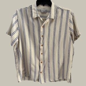 Grand Greece Mens XL Cotton Striped Short Sleeve Button Down Shirt From Greece